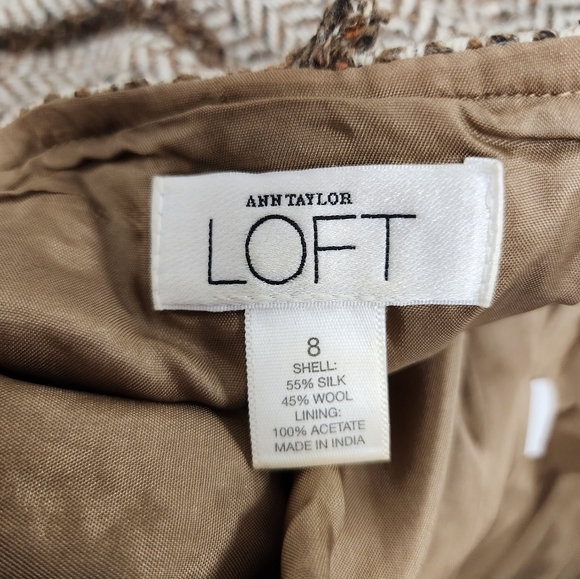 LOFT Ann Taylor Wool Silk Brown Skirt - Picture 5 of 5